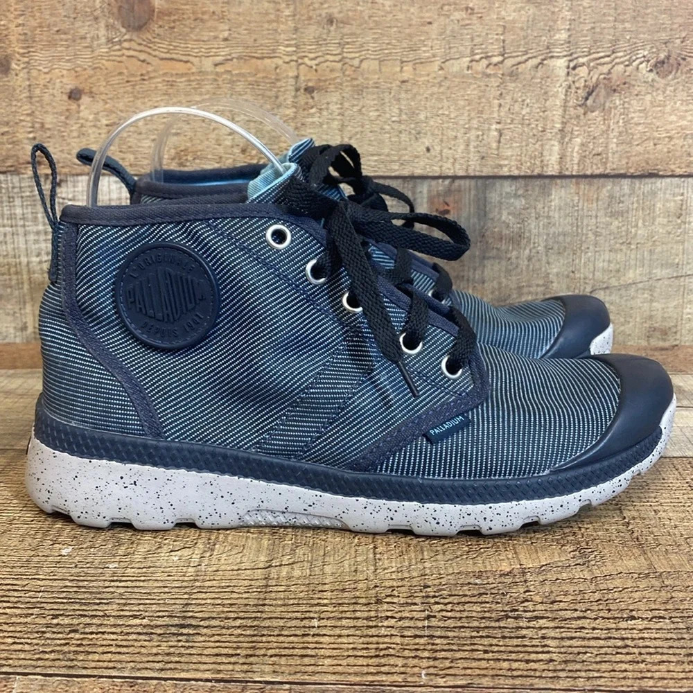 Palladium ‎ Pallaville Hi Tx Sneaker Boots Womens Size 7.5 Blue Gray Lace Hiker